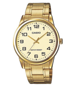 MTP-V001G-9B Casio Enticer gents watch in golden stainless steel & analog golden dial