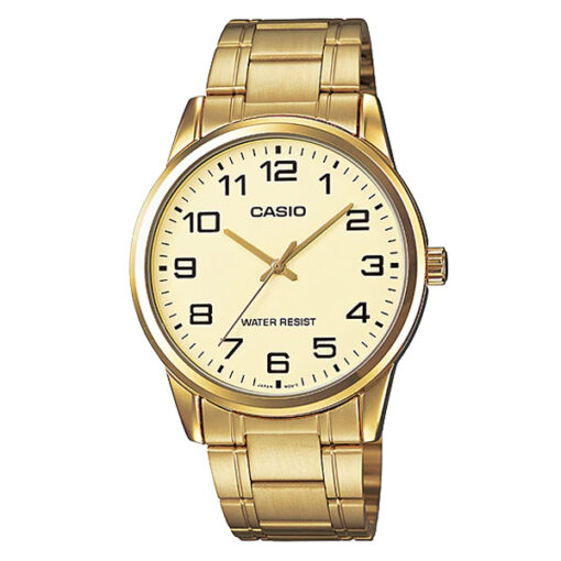 MTP-V001G-9B Casio Enticer gents watch in golden stainless steel & analog golden dial