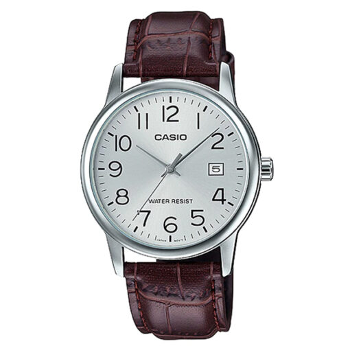 mtp-v002l-7b Brown Leather Band With White Dial Men's Wrist Watch