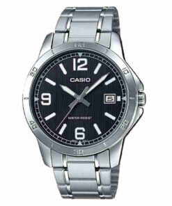 Casio-mtp-v004d-1b2 Silver Stainless Steel Black Analog Dial Men's Dress Watch