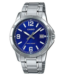 Casio MTP-V004D-2B Silver Stainless Watch for Men in blue dial