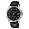 mtp-v004l-1a Black Leather Band with Black Dial Analog Men's Wrist Watch