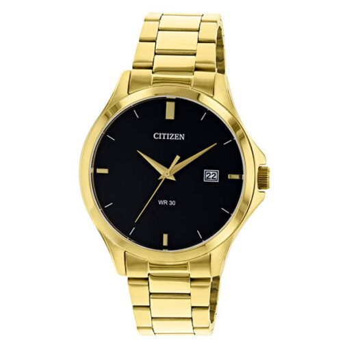 Citizen DZ0022-52E golden stainless steel black dial analog mens stylish watch