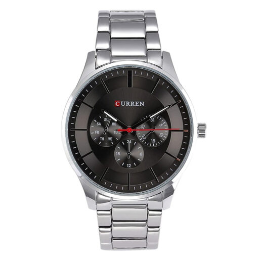Curren 8282 Silver Stainless Steel Black Dial Analog Men's Gift Watch