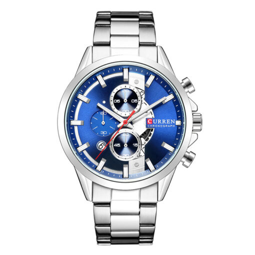 curren 8325 silver stainless steel blue dial mens chronograph wrist watch