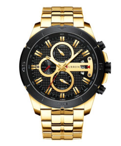 Curren 8337 Golden Stainless Steel Black Dial Men's Gift Watch