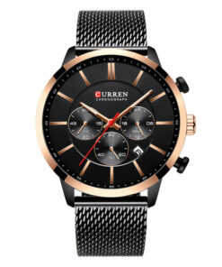 Curren 8340 full black mesh chain unisex chronograph wrist watch