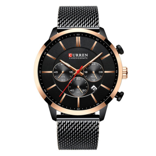 Curren 8340 full black mesh chain unisex chronograph wrist watch
