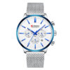 curren 8340 silver mesh strap white dial men's chronograph wrist watch