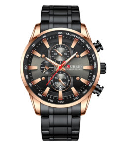 8351 curren black stainless steel black dial mens chronograph wrist watch