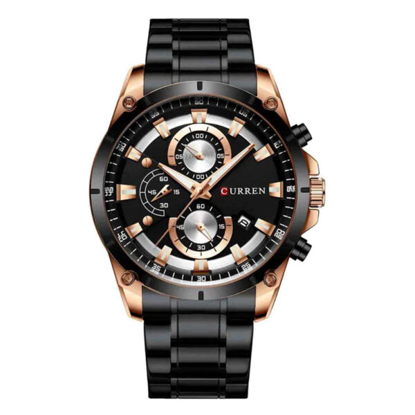 8360-Black Dial Black Stainless Steel Men's Hand Watch