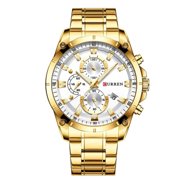 Curren 8360 Golden Stainless Steel White Dial Men's Gift Watch