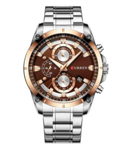 8360 Brown Dial Silver Stainless Steel Men's Gift Watch