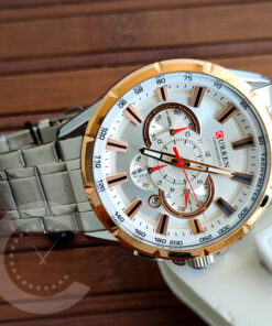 Curren 8363 Silver Rose Gold Men's Chronograph Wrist Watch