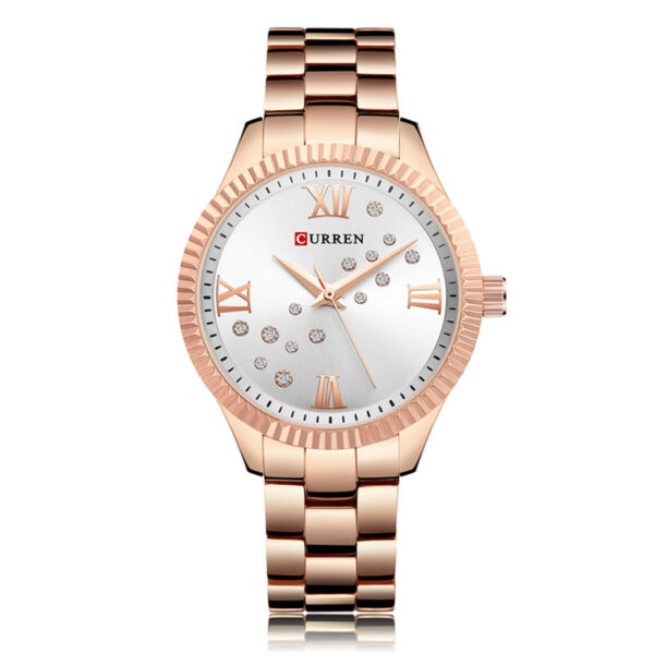 Curren 9009 Rose Gold Stainless Steel White Dial Women's Gift Watch