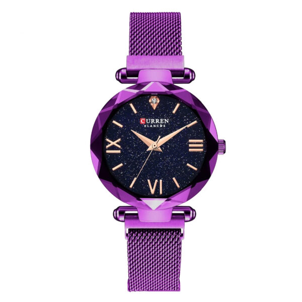 Curren 9063 Purple Mesh Strap Female Wrist Watch