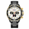 Curren 8309 black stainless steel chain white chronograph dial men's luxury wrist watch
