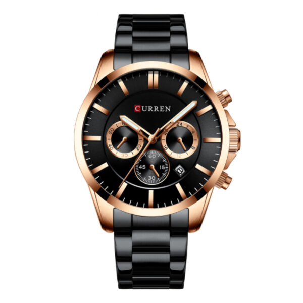 Curren 8358 Black Stainless Steel Black Dial Men's chronograph Wrist Watch