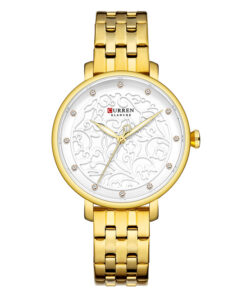 Curren 9046 Golden Stainless Steel White Dial Ladies Hand Watch