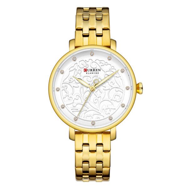 Curren 9046 Golden Stainless Steel White Dial Ladies Hand Watch