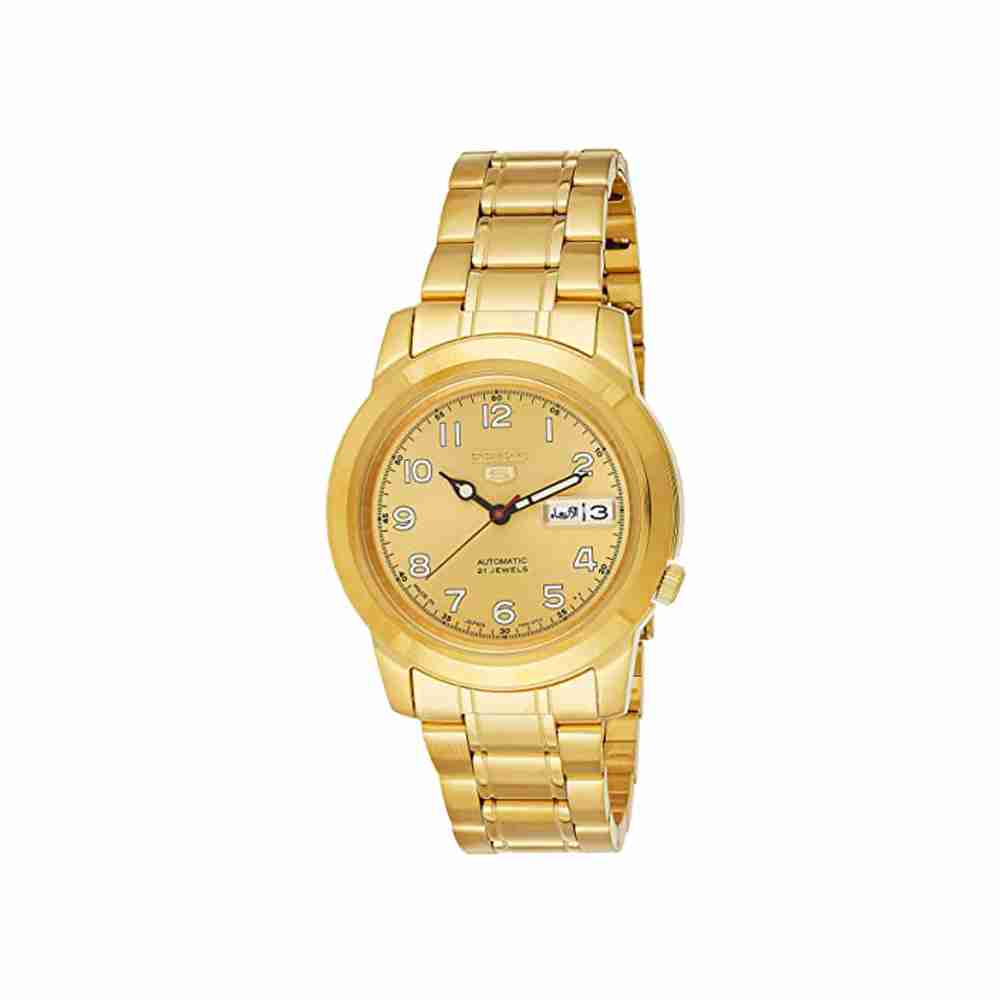 Seiko 5 Automatic Golden Color Dial and Chain Wrist Watch 