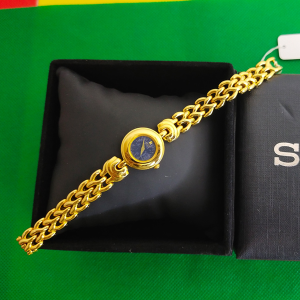 Seiko Female Classic Golden Bracelet Blue Dial Slim Watch