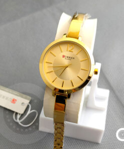 Curren 9012 Golden Stainless Steel Golden Dial Ladies Wrist Watch