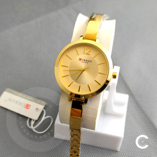 Curren 9012 Golden Stainless Steel Golden Dial Ladies Wrist Watch