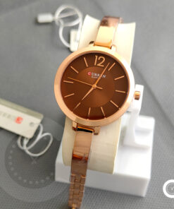 Curren 9012 rose gold bracelet chain & maroon dial ladies budget range gift watch
