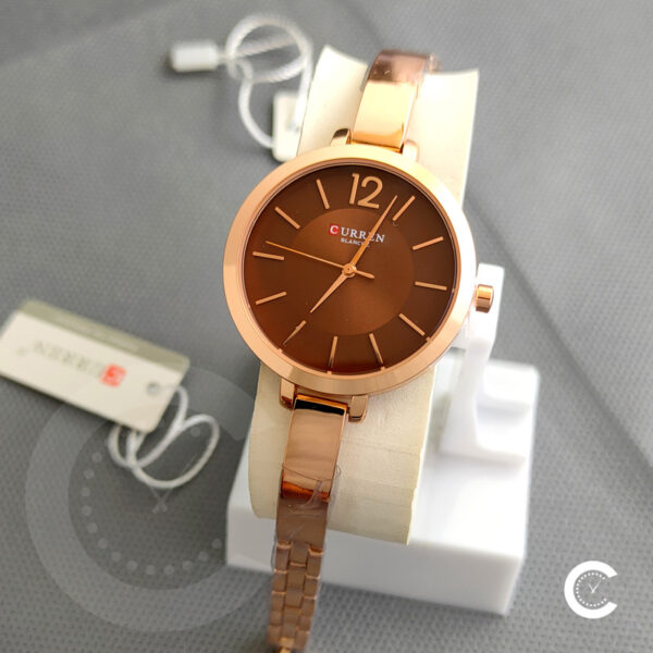 Curren 9012 rose gold bracelet chain & maroon dial ladies budget range gift watch
