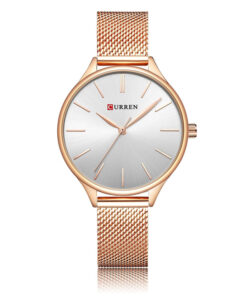 curren 9024 rose gold mesh strap white dial ladies analog wrist watch