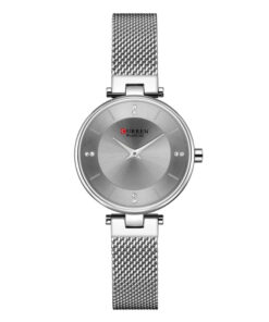 Curren 9031 Silver Mesh Strap Silver Dial Ladies Gift Waterproof Watch