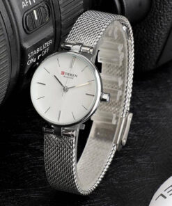 curren 9038 silver mesh strap white dial ladies wrist watch