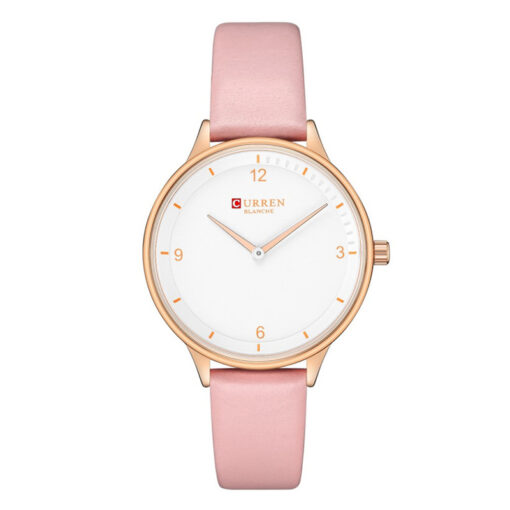9039 Pink Leather Strap White Dial Women's Hand