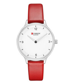 9030 Red Leather Strap White Dial Ladies Wrist Watch