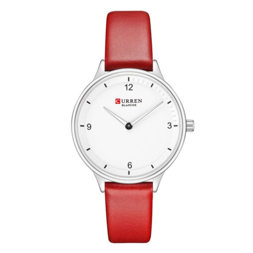 9030 Red Leather Strap White Dial Ladies Wrist Watch