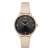 9039 Skin Leather Strap Black Dial Ladies Gift Watch