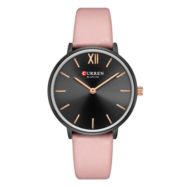 curren 9040l pink leather strap black dial ladies analog wrist watch