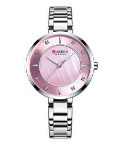 Curren 9051 Silver stainless steel chain pink dial ladies gift watch