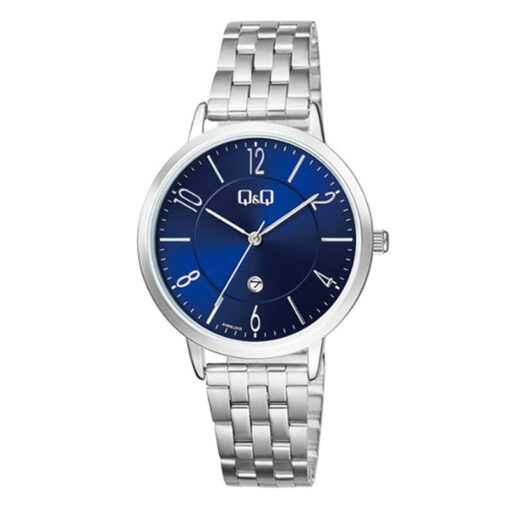 Q&Q A469J205Y silver stainles steel blue dial mens analog wrist watch