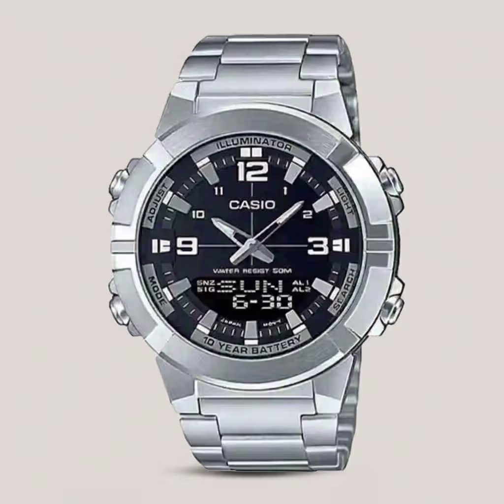 amw-870D-1av casio Stainless Steel Chain Digital Stainless Steel Band Watch