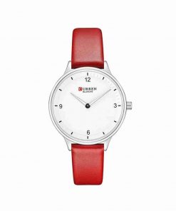 curren 9039 red leather white dial