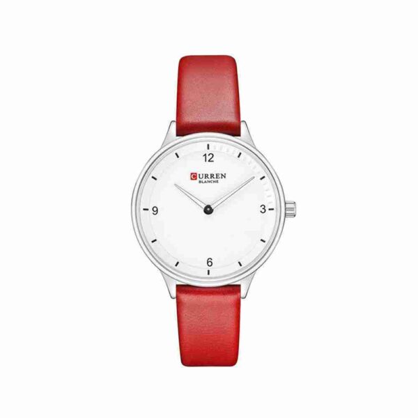 curren 9039 red leather white dial