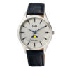 q&q aa30j301y blue leather strap white dial mens analog wrist watch