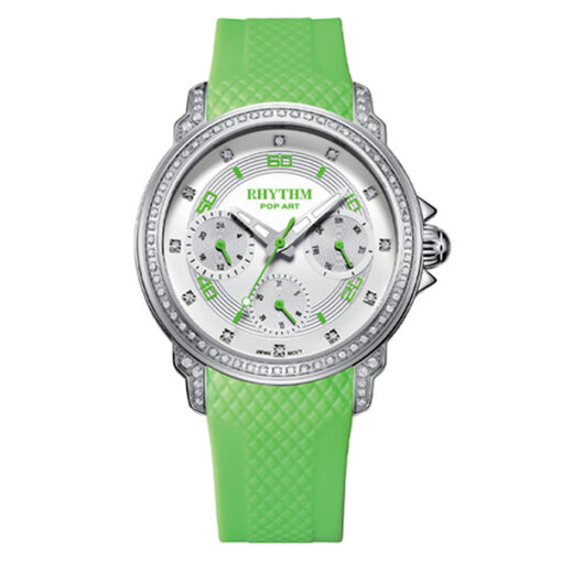 F1503R01 Rhythm Pop Art Green Strap ladies multi-hand dial fashion wrist watch