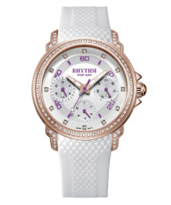 F1503R03 white silicon strap ladies fahsion wrist watch by Rhythm Japan