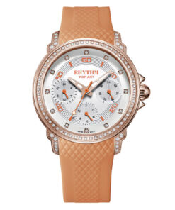 F1503R04 Rhythm orange strap ladies fashion wrist watch chronograph