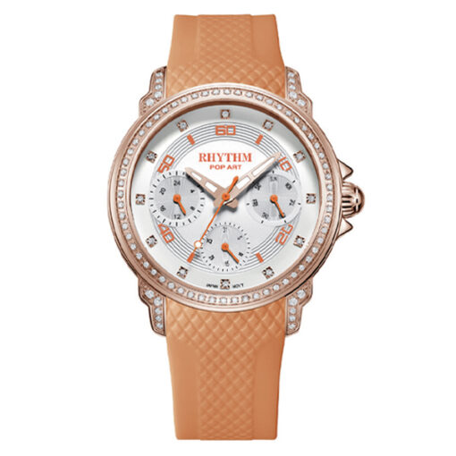 F1503R04 Rhythm orange strap ladies fashion wrist watch chronograph