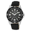 Q&Q QB64J325Y black leather strap black dial analog watch