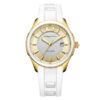 rhythm ES1402R04 white silicon strap golden dial ladies analog watch
